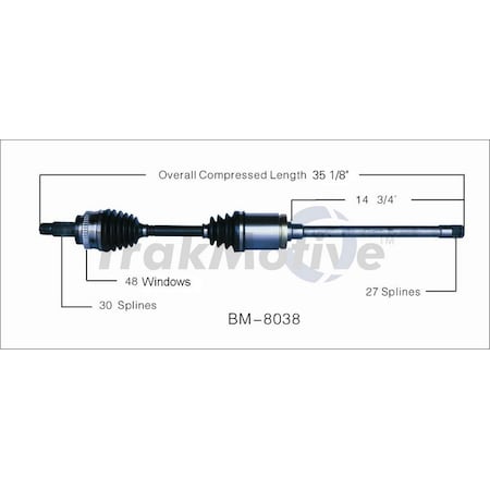 Surtrack Axle Cv Axle Shaft, Bm-8038 BM-8038